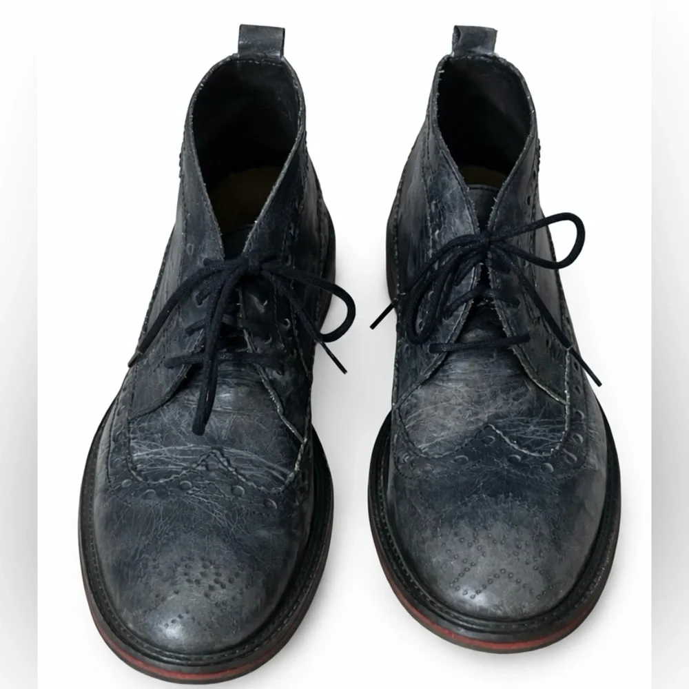 Fly London Men’s Black Leather Brogue Avant Garde Ankle Boots EU 43 / US 10